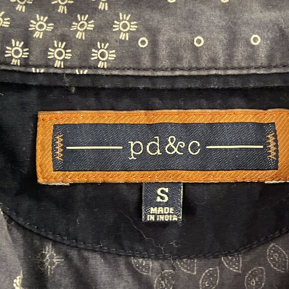 pd&c Men’s S Western Blue White Long Sleeve Button Up Dual Pocket Casual Shirt - Picture 4 of 13